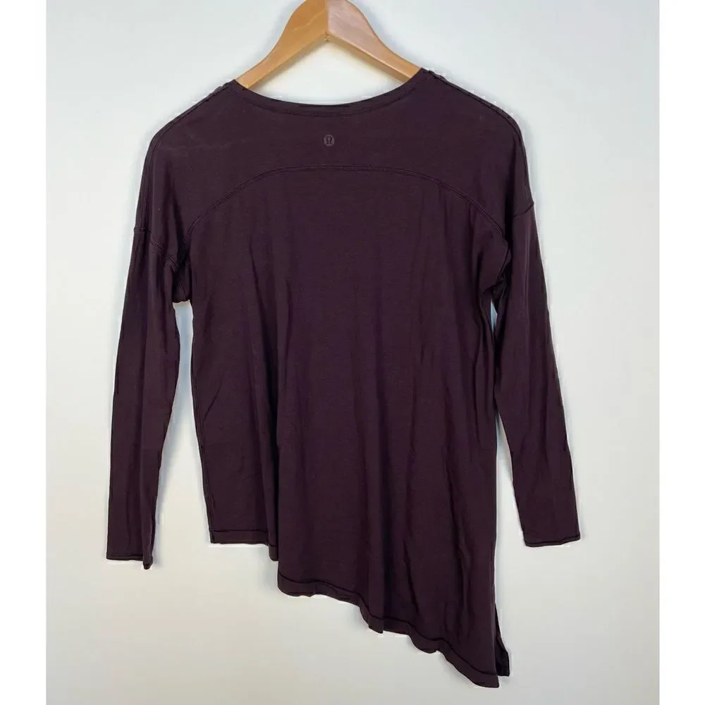 Lululemon Long Sleeve Shirt Asymmetrical Hem Dark Purple Top women’s size 4